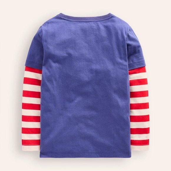 New Mini Boden Applique Mock Sleeve T Shirt Bluejay Janet Santa Dog Puppy 5-6Y - Picture 3 of 11